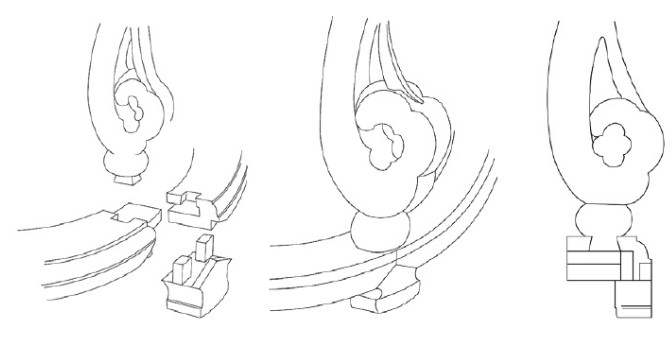 弯材接扣榫结构示意图，苏作非遗榫卯技艺展示
