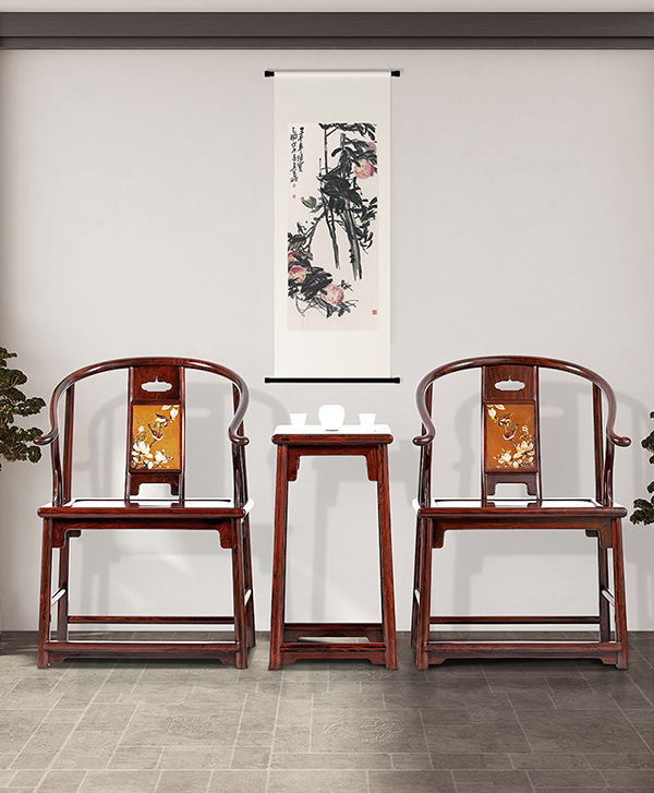 苏州大红酸枝珐琅彩安思远圈椅家具器型