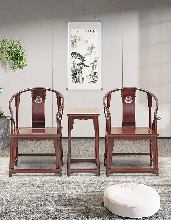苏州小叶紫檀麒麟纹圈椅家具器型