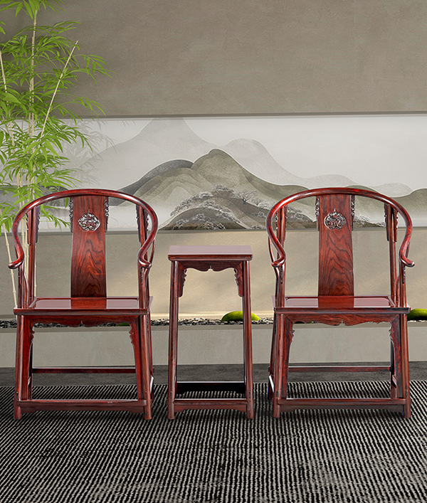 苏州大红酸枝麒麟纹圈椅家具器型